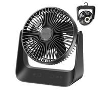 HONEYYEAR Tragbarer LED Camping Ventilator 40h Akku USB Ventilator 5 Geschwindigkeiten Wiederauffladbar mit Aufhängehaken für Zelt Auto Camping Notfälle.