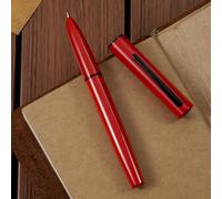 HONG DIAN C1 - Pluma estilográfica con plumín fino, diseño retro moderno rojo y clásico, en metal, con convertidor de tinta