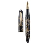 HONG DIAN Hongdian N23 - Pluma estilográfica de conejo negro, punta extrafina de iridio, borde dorado, diseño de conejo de la suerte de Año Nuevo, bolígrafo de escritura suave con convertidor y caja
