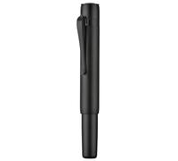 HONG DIAN M2 Pluma estilográfica mini de bosque negro, punta de hoja larga y elegante forma de aluminio, pluma de bolsillo corta de viaje (negro mate)
