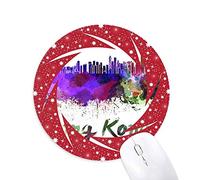 Hong Kong China Ciudad acuarela Wheel mouse pad de goma roja redonda