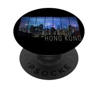 Hong Kong Islandia Skyline Retro Panorama Recuerdo PopSockets PopGrip Adhesivo