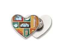 Hong Kong Local Food And Place - Broche de metal con diseño de corazón