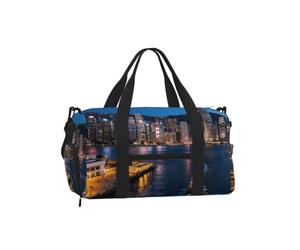Hong Kong Night View - Bolsa deportiva para fin de semana con compartimento para zapatos | Bolsa de viaje resistente al agua. Se adapta al asa de maleta.