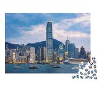 Hong Kong Skyline Puzzles 1000P Recyclable Material Cityscape Senior Puzzles Impossible Hard Difficult Challenging Juego Educativo for Men 70x50cm/1000Ps