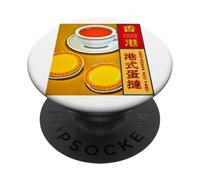 Hong Kong Tartaleta de Huevo Té con Leche Cantonés Macao PopSockets PopGrip Adhesivo