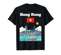 Hong Kong Viaje Souvenir Puerto Amante Bandera de Hong Kong Camiseta
