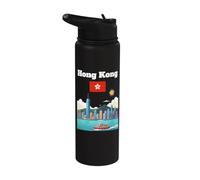 Hong Kong viaje souvenir puerto amante bandera de Hong Kong Stainless Steel Insulated Water Bottle