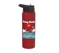 Hong Kong viaje souvenir puerto amante bandera de Hong Kong Stainless Steel Insulated Water Bottle
