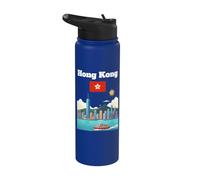 Hong Kong viaje souvenir puerto amante bandera de Hong Kong Stainless Steel Insulated Water Bottle