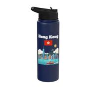 Hong Kong viaje souvenir puerto amante bandera de Hong Kong Stainless Steel Insulated Water Bottle