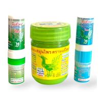 Hong Thai Juego de aromas a base de hierbas - 2 lápices olfativos (verde y azul) + 1 bote de hierbas de aceites esenciales - 100% natural - 1 juego