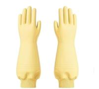 HONGBA 2 pares de guantes goma reutilizables for limpieza lavavajillas y cocina antideslizantes (púrpura)(Beige)
