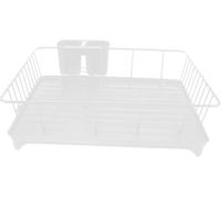 HONGBA Estante for secar Platos de Cocina con Soporte for Cubiertos, Estante for encimera Gran Capacidad Bandeja Drenaje(White)