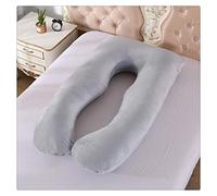 HONGBI Almohada de Embarazo de Cuerpo Completo Almohada Grande en Forma de U para Mujeres Embarazadas,Almohada de Maternidad Ante:Gris Claro Almohada:60x110cm