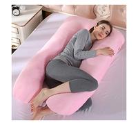 HONGBI Almohadas Forma de U para el Embarazo Almohada Cuerpo Completo de Apoyo, Maternidad de enfermería con Funda extraíble Ante:Pink 70x130cm