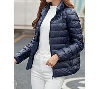 HONGBI Mujer Chaqueta Acolchada de Pluma Exteriores Corto Abrigo Plumas Chaqueta Plumiferos Ligeros Stand Collar Plegable Cálida Fino Down Jacket Abajo de Invierno Cazadoras Casacas Parkas Armada 4XL