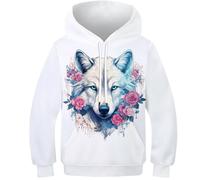 HONGBING Niños Niñas Sudadera con Capucha para Anime Wolf 3D Estampada Hoodie Kids Sudadera Manga Larga Hoodie 6-15 Años 12-14Y