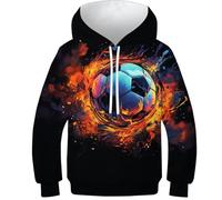 HONGBING Niños Niñas Sudadera con Capucha para Fútbol Niños 3D Hoodie Impresión Sudadera Capucha De Kids Sudadera Manga Larga Hoodie para 6-15 Años 8-10Y