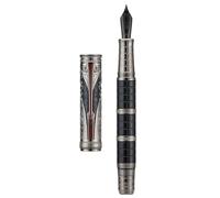 Hongdian D5X - Pluma estilográfica de punta extra fina y color negro, dinastía Qin, retro, grabado de tótem chino, bolígrafo de escritura suave con convertidor y caja para bolígrafos