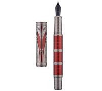 Hongdian D5X - Pluma estilográfica de punta extra fina y color rojo, dinastía Qin, retro, grabado de tótem chino, bolígrafo de escritura suave con convertidor y caja para bolígrafos
