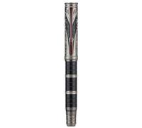 Hongdian D5X - Pluma estilográfica de punta fina y color negro, dinastía Qin, retro, grabado de tótem chino, bolígrafo de escritura suave con convertidor y caja para bolígrafos