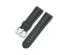 HONGDUO CAREG Z39 relojes de relojes Pure Color Silicone Strap 20mm 22mm 24mm reloj bandas de goma correa de hombre accesorios Durable(Green-silver buckle,26mm)