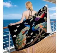Hongduo Toalla de Playa 3D Pavo Real Toalla de Baño Adulto Microfibra Absorbente para Hombre Mujer Manta de Playa Elegante Piscina Viajes Natación Baño 80 x 160 cm