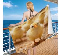 Hongduo Toalla de Playa 3D Polluelo Toalla de Baño Adulto Microfibra Absorbente para Hombre Mujer Manta de Playa Diseño De Animal Piscina Viajes Natación Baño 100 x 200 cm