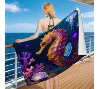 Hongduo Toalla de Playa de Caballito de Mar Soñador 140 x 70 cm, Toalla de baño Medusa Suave y Ligera para Playa, Vacaciones, natación, Sauna, Mujer, Hombre, niños