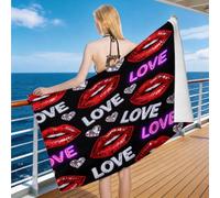 Hongduo Toalla de Playa Microfibra Lips 200 x 100 cm antiarena Secado rápido Playa Piscina Yoga Camping Viajes Adultos niños