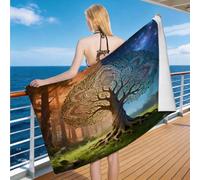 Hongduo Toalla Playa 3D Árbol de la Vida Microfibra Grande, Toalla Piscina Estilo Misterioso Ultraligera y Secado Rápido, Portátil, Sin Arena Idoneidad Viajes Piscina (90x180cm)