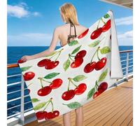 Hongduo Toalla Playa 3D Cereza Acuarela Microfibra Grande, Toalla Piscina Simple Ultraligera y Secado Rápido, Portátil, Sin Arena Idoneidad Viajes Piscina (90x180cm)