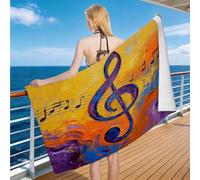 Hongduo Toalla Playa 3D Clave de Sol Microfibra Grande, Toalla Piscina Notas Musicales Ultraligera y Secado Rápido, Portátil, Sin Arena Idoneidad Viajes Piscina (100x200cm)