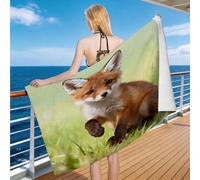 Hongduo Toalla Playa 3D Diseño de Zorro Bosque Microfibra Grande, Toalla Piscina Patrón De Dibujos Animados Ultraligera y Secado Rápido, Portátil, Sin Arena Idoneidad Viajes Piscina (100x200cm)