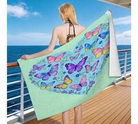 Hongduo Toalla Playa 3D Mariposa Dibujo Animado Microfibra Grande, Toalla Piscina Estilo Caricatura Ultraligera y Secado Rápido, Portátil, Sin Arena Idoneidad Viajes Piscina (70x140cm)