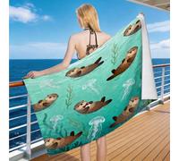 Hongduo Toalla Playa 3D Motivo de Nutria Microfibra Grande, Toalla Piscina Marina Y Océano Ultraligera y Secado Rápido, Portátil, Sin Arena Idoneidad Viajes Piscina (90x180cm)
