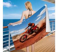 Hongduo Toalla Playa 3D Moto de Cross Microfibra Grande, Toalla Piscina Deportes Ultraligera y Secado Rápido, Portátil, Sin Arena Idoneidad Viajes Piscina (70x140cm)