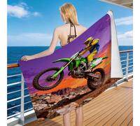 Hongduo Toalla Playa 3D Moto de Cross Microfibra Grande, Toalla Piscina Equitación Ultraligera y Secado Rápido, Portátil, Sin Arena Idoneidad Viajes Piscina (80x160cm)