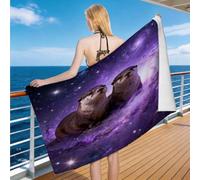 Hongduo Toalla Playa 3D Nutria Cielo Estrellado Microfibra Grande, Toalla Piscina Nebulosa Vía Láctea Ultraligera y Secado Rápido, Portátil, Sin Arena Idoneidad Viajes Piscina (70x140cm)