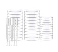 HONGECB 30 Pcs Placa De Petri De Plástico, Petri Juego De Platos Con Tapas, Para Laboratorio, Experimento, Biología, Estudios, Con 5 Piezas De Gotero De Pipeta De Plástico de 3 ml.