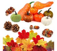 HONGECB Artificiales Calabaza Hojas, Hojas Otoño, Calabazas Decoracion Otoño, Juego De Calabazas Artificiales -Mini Calabazas, Conos Pino, Hojas Otoño, para Decoraciones Fiesta Otoño,50 Piezas