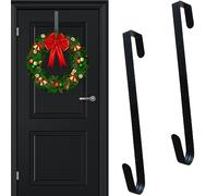 HONGECB Colgador De Corona De Navidad, Colgadores De Corona De Metal, Navidad Gancho De Guirnalda Puerta, Gancho Para Guirnalda Para Colgar Adornos Navideños En La Puerta, 31cm, Negro, 2 Piezas