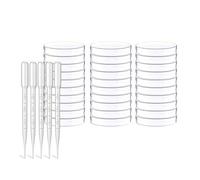 HONGECB Petri Juego De Platos Con Tapas, 30 Pcs Placa De Petri De Plástico, Para Laboratorio, Experimento, Biología, Estudios, Con 5 Piezas De Gotero De Pipeta De Plástico de 3 ml.