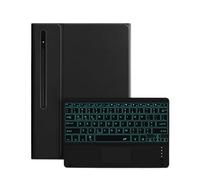 HongHeFu Accesorios, Detachable Keyboard Leather Tablet Protective Case Suitable for Samsung Galaxy Tab S10 Plus/S9FEplus-12.4 inch-2023(Black+Touch Backlit Keyboard)