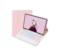 HongHeFu Accesorios, Detachable Regular/Tri Color Backlit Touch Keyboard Protective Case Suitable for Samsung Galaxy A11+(2025)/A9+/A9plus -11 Inches(Backlit Touch Keyboard+Pink)