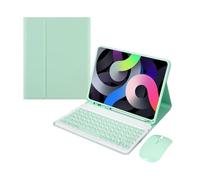 HongHeFu Accesorios, Round Keycap Keyboard Pen Slot TPU Leather Case Suitable for Samsung Galaxy Tab S7/S8/S9/S9FE/S10FE-11 Inch(Green+Keyboard+Mouse)