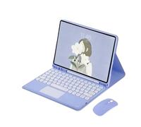 HongHeFu Accesorios, Round Keycap Keyboard Pen Slot TPU Leather Case Suitable for Samsung Galaxy Tab S6 Lite-10.4 inch/P610/P615/P613/P619(Purple+Touch Keyboard+Mouse)