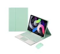 HongHeFu Accesorios, Round Keycap Keyboard Pen Slot TPU Leather Case Suitable for Samsung Galaxy Tab S6 Lite-10.4 inch/P610/P615/P613/P619(Green+Touch Keyboard+Mouse)