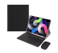 HongHeFu Accesorios, Round Keycap Keyboard Pen Slot TPU Leather Case Suitable for Samsung Galaxy Tab S7/S8/S9/S9FE/S10FE-11 Inch(Black+Keyboard+Mouse)